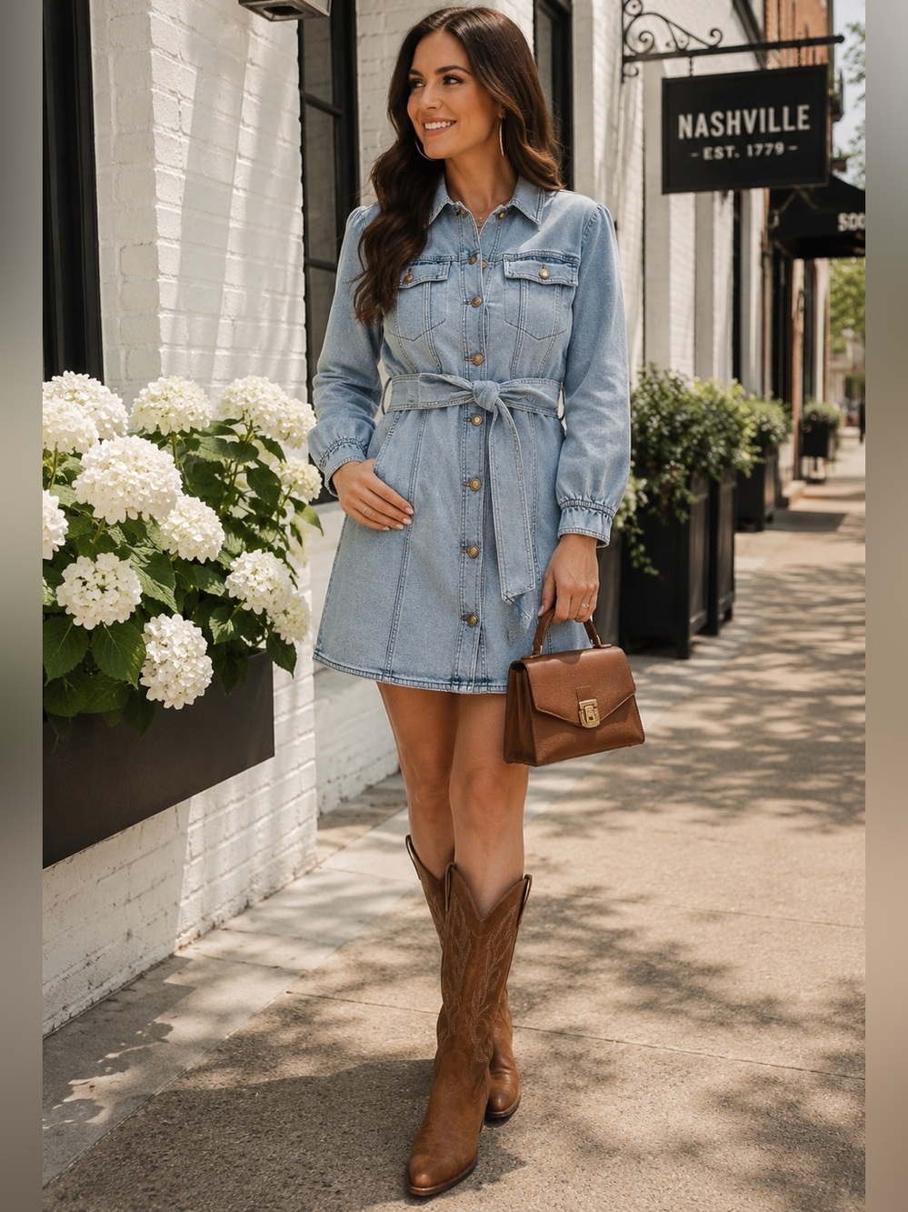 NEW blue b Light Wash Chest Pocket Gold Button Western Denim Jean Mini Dress
